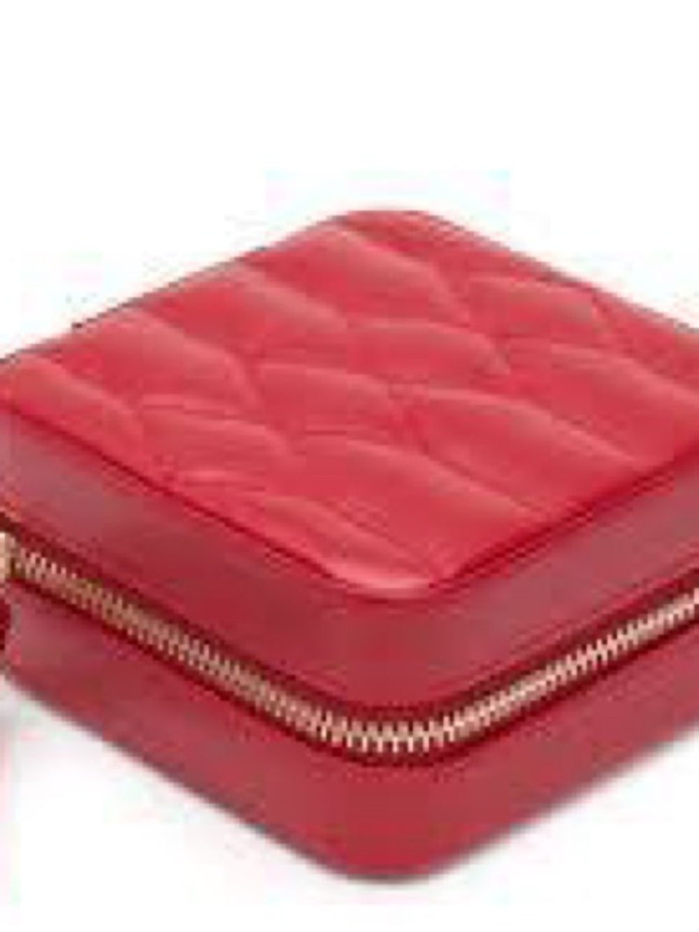 WOLF Caroline Red Quilted Zip Jewelry Case